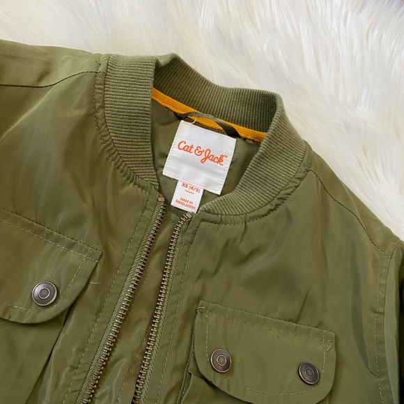 Cat & Jack Olive Green Thin Bomber Jacket - Picture 3 of 4